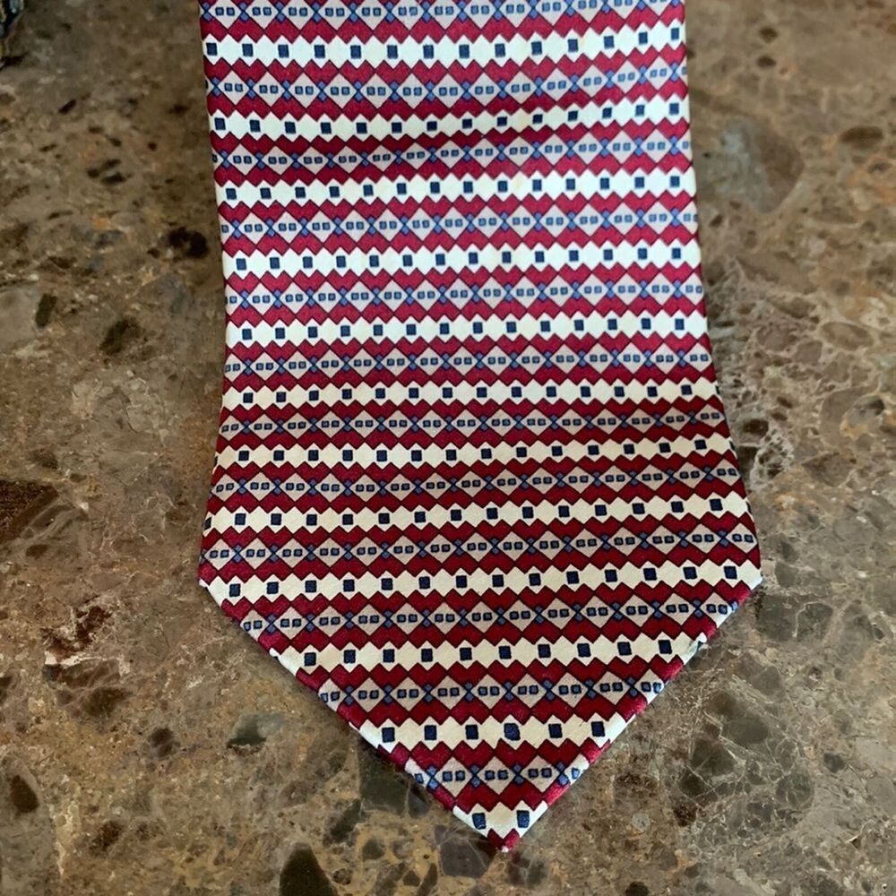 Sinsabang Pure Silk Tie in Cream, Blue and Red